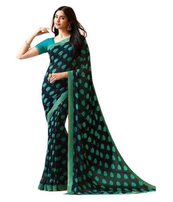 Gazal Fashions Blue Georgette Saree