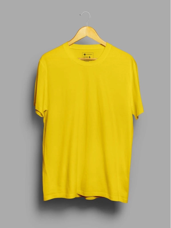 White & Yellow Half Sleeve Round Neck Cotton Plain Regular Fit Pack of 2 combo T-Shirt for men by Ghumakkad