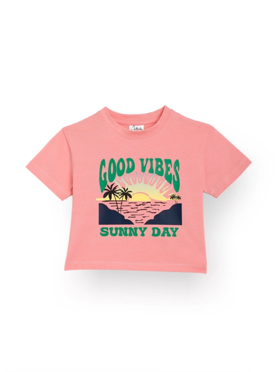 SUNNY DAY PEACH SUMMER GIRLS T-SHIRT-PEACH-12-14 YEARS / 1N / PEACH