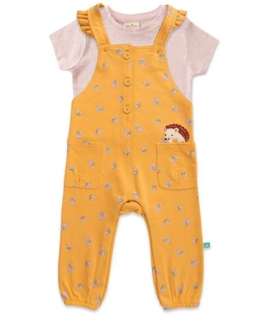 Juscubs Mustard Cotton Dungarees For Baby Girl ( Pack of 1 ) - None