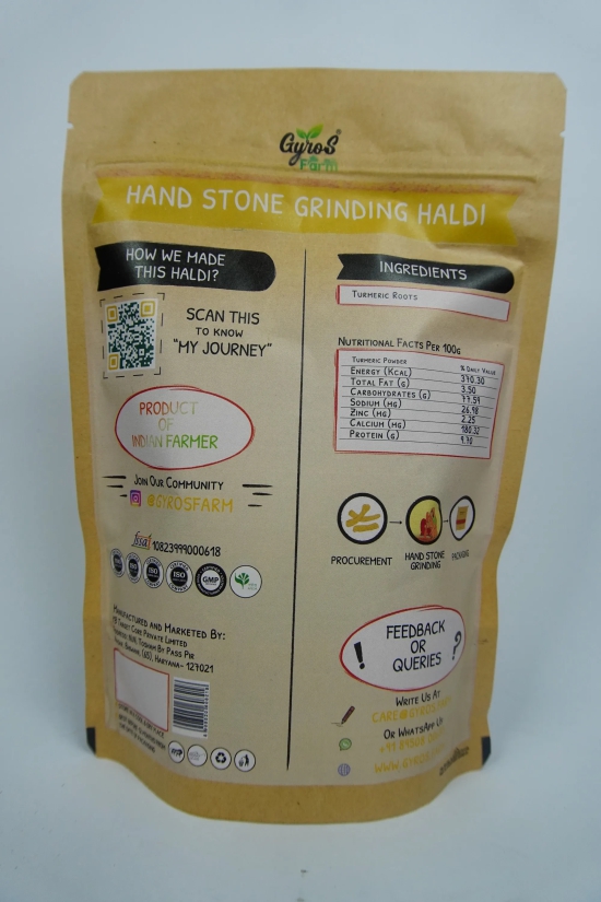 Hand Stone Grounded Haldi | Turmeric Powder | 200gm | High Curcumin Content | Unprocessed | Chemical free-400gm ( Pack of 2 )