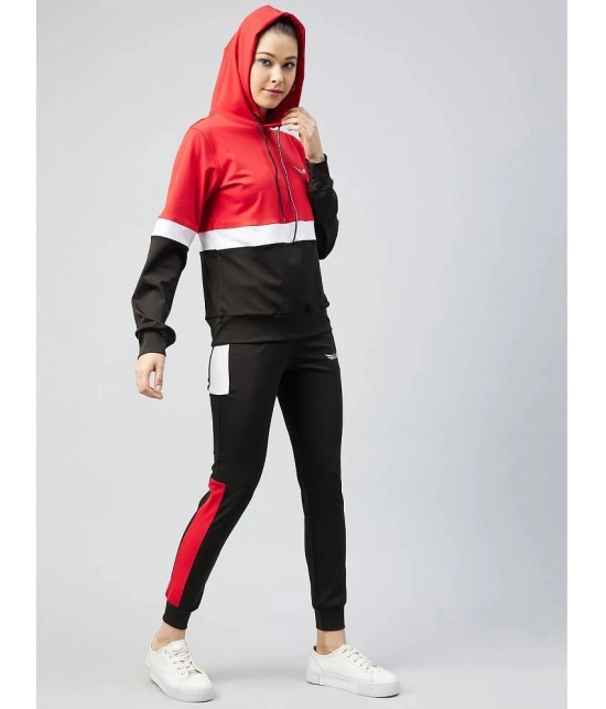 Chrome & Coral Red Polyester Colorblock Tracksuit - Pack of 1 - None