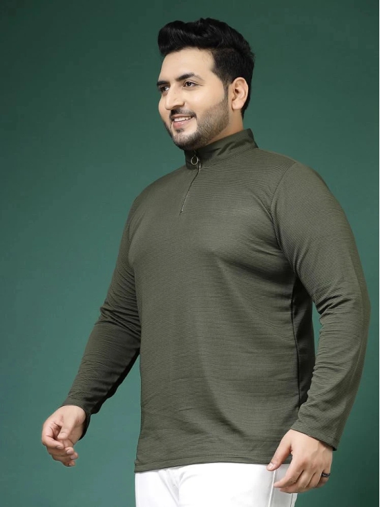 Rigo Polyester Slim Fit Solid Full Sleeves Mens T-Shirt - Olive ( Pack of 1 ) - None