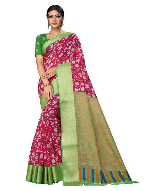 offline selection Pink Polyester Saree