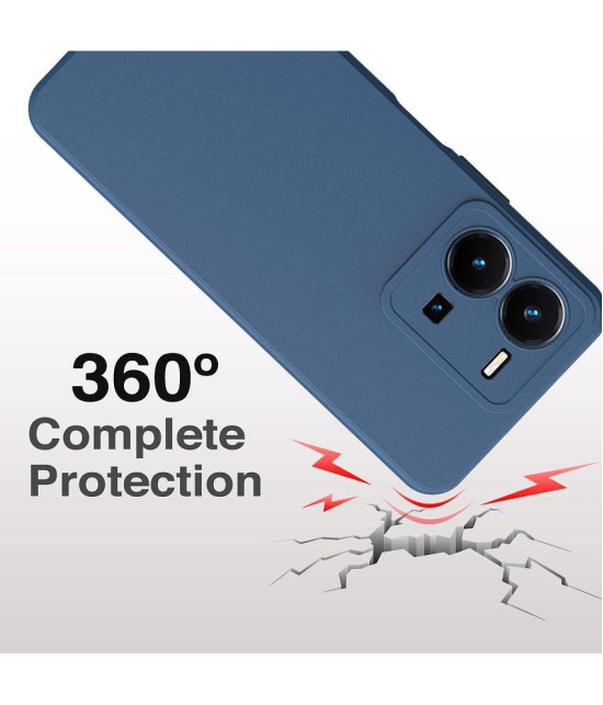 Case Vault Covers - Blue Silicon Plain Cases Compatible For Vivo Y35 ( Pack of 1 ) - Blue