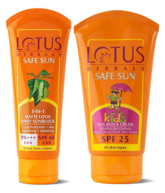 Lotus Herbals Safe Sun SPF 40 100g And Safe Sun Kids SPF 25, 100g