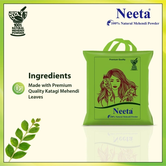 Neeta 100% Natural Mehendi Powder for Hair Colour 250g Pack of 4, Pure Rajasthani Henna Powder with GI Tag for Hair, Hands & Feet, Rich Brown Shades