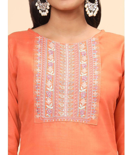 Vbuyz - Orange Cotton Blend Women's Straight Kurti ( Pack of 1 ) - None