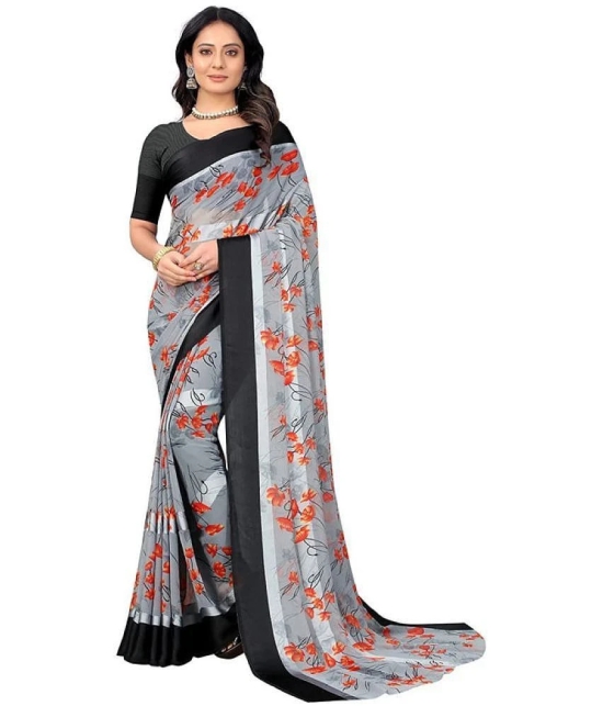 Sitanjali - Grey Georgette Saree With Blouse Piece ( Pack of 1 ) - Grey