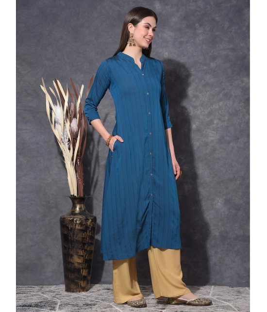 Mamoose Viscose Solid Straight Womens Kurti - Blue ( Pack of 1 ) - None