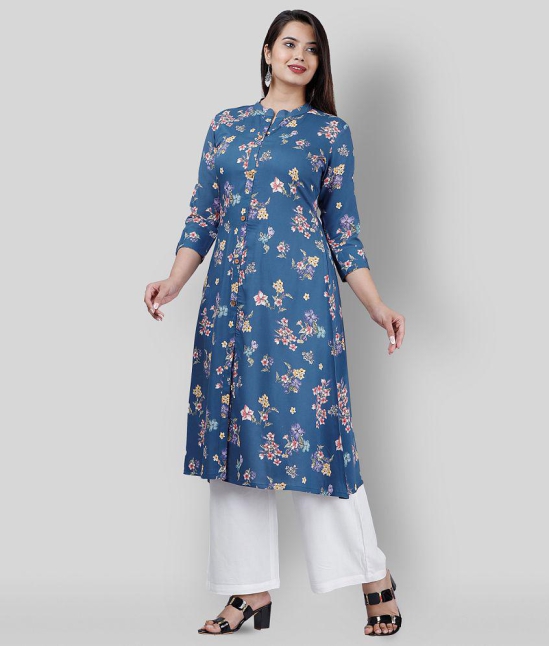 MAUKA - Blue Blue Straight Rayon Women''s Stitched Salwar Suit ( Pack of 1 ) - 5XL