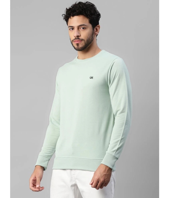 UrbanMark Men Regular Fit Solid Full Sleeves Round Neck Fleece Sweatshirt-Mint Green - None