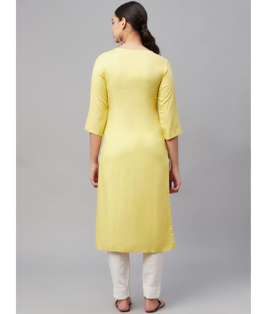 AMIRA'S INDIAN ETHNICWEAR - Yellow Rayon Women's Straight Kurti ( Pack of 1 ) - None