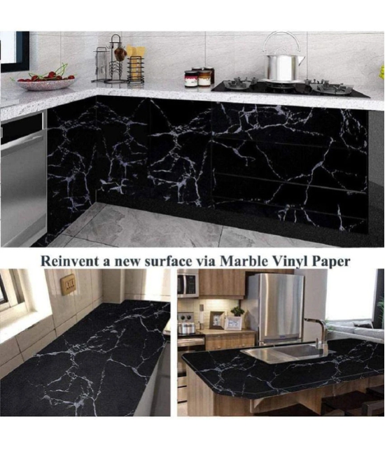 Aluminium Oil Proof Self-Adhesive Anti-Mold and Heat Resistant Kitchen Backsplas PVC Geometric Patterns Wallpapers Black