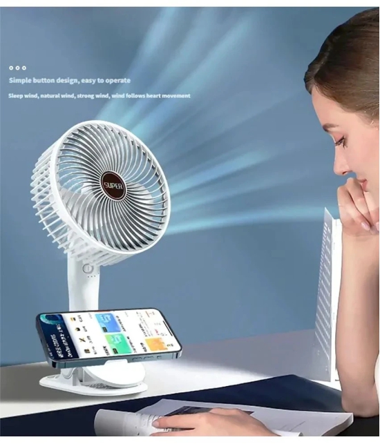 Portable Super Silent Fan Rechargeable battery With 3 Speed Modes.