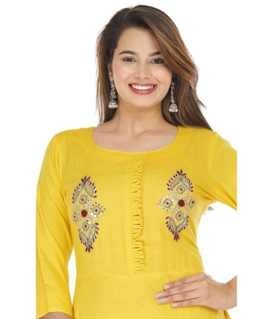 JC4U Rayon Yellow A- line Dress - Single - None