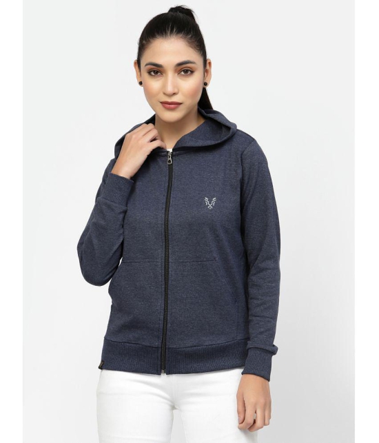 Uzarus Cotton Navy Hooded Sweatshirt - None