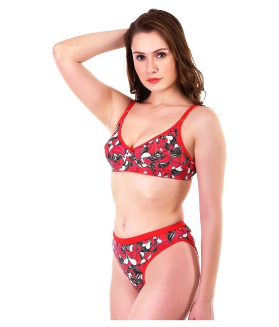 TCG Red Cotton Bra & Panty Set - 32