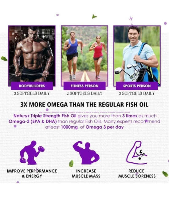 NATURYZ Triple Strength Omega 3 Fish Oil 2500 Mg with Highest EPA 1200mg, DHA 800mg - 50 Softgels