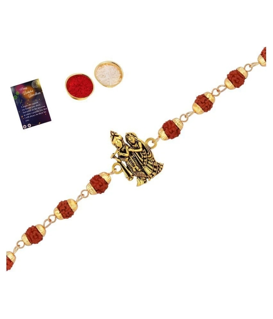 Paola Rakhi Rudraksh Radha Krishna With  Stylish Classic  Look KRISHNA JI     Rakhi With Roli Chawal And  Greeting Card - None