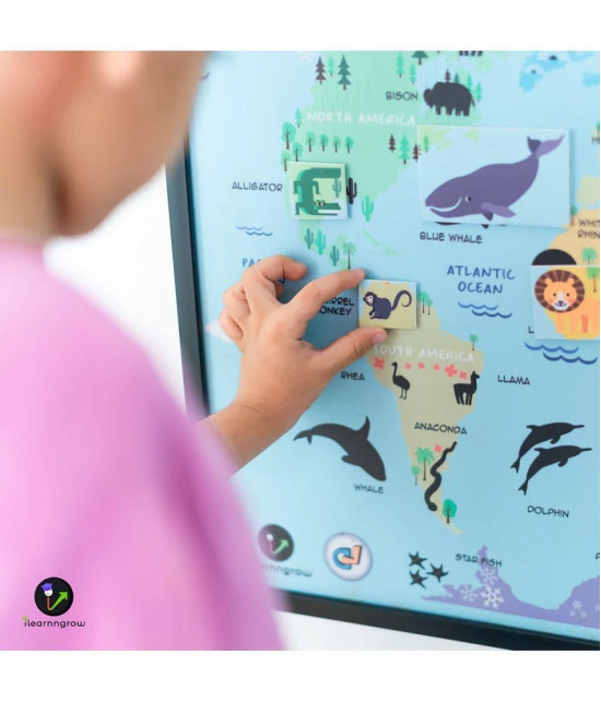 ilearnngrow - Animals found in the Continent Magnetic board - Multicolor