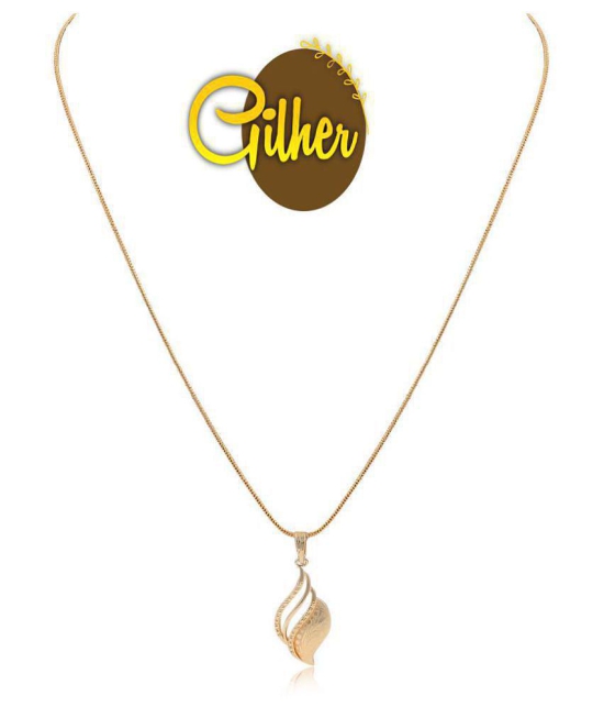 Gilherfashion Gold Plated Daily Wear Locket+ 24 Inch Chain For Women And Girls - Golden