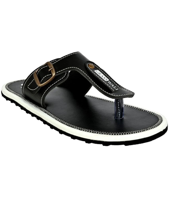 GRASS WALK Black Mens Thong Flip Flop - None