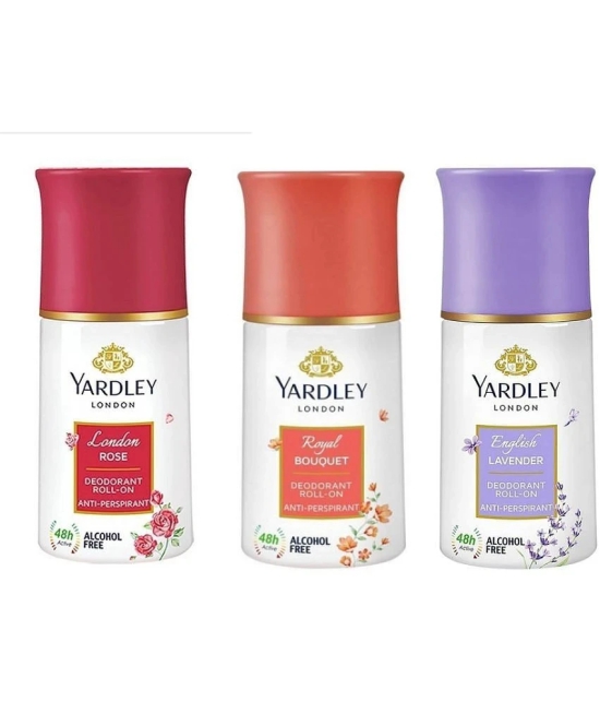 Yardley London LONDON ROSE,ROYAL BOUQUET, LAVENDER Deodorant Spray for Men,Women 150 ml ( Pack of 3 )