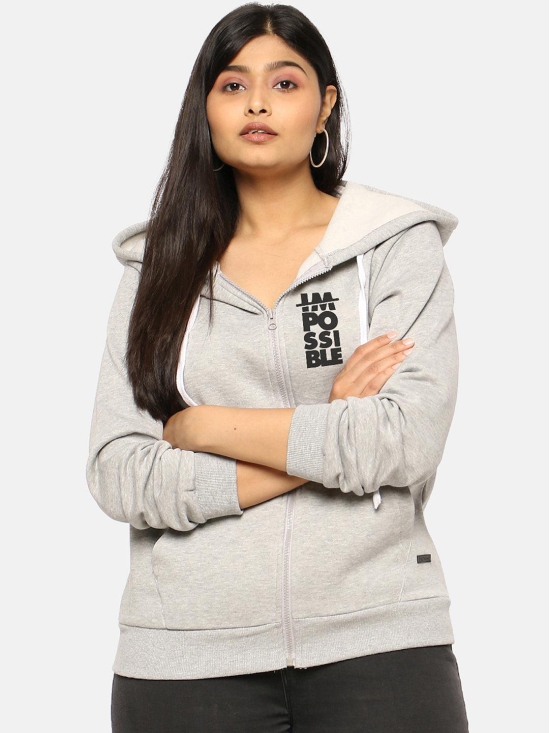 Printed Sweatshirt With Hood Grey 3XL