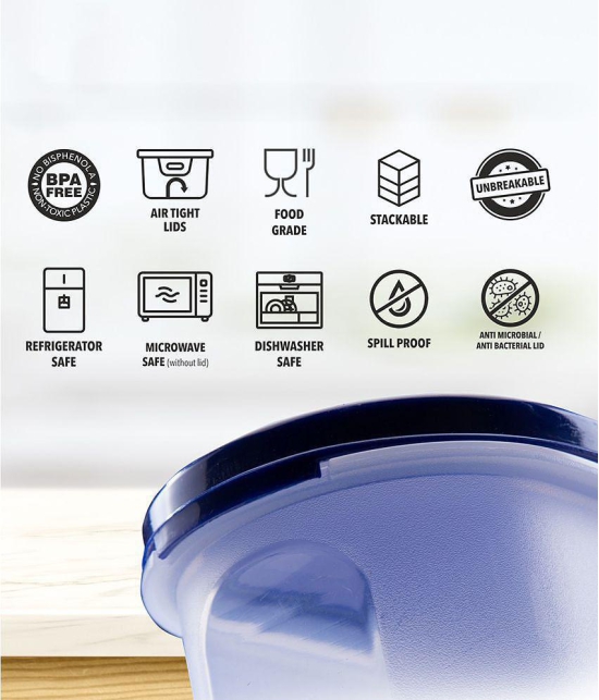 HOMETALES Plastic Multi-Purpose Food Container, 2500ml (6U) - Navy Blue