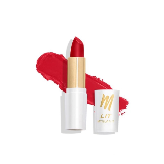 MyGlamm LIT Moist Matte Lipstick - Red Rebel (Ruby Shade)| Long Lasting, Pigmented, Hydrating Lipstick with Moringa Oil and Vitamin E