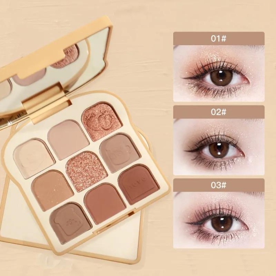 Novo 9 Colors Eyeshadow Palette: Earth Tone Matte, Glitter, and Pressed Pearls for Stunning, Long-Lasting Eye Makeup-Color 02#