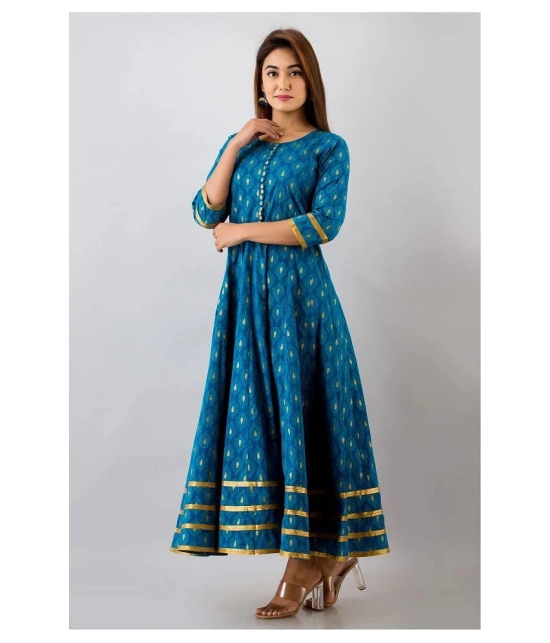 SVARCHI - Blue Cotton Womens Anarkali Kurti ( Pack of 1 ) - M