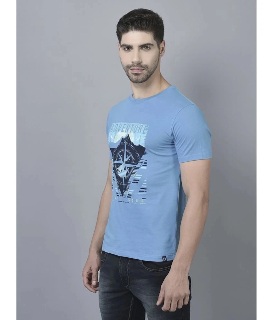 Dollar Cotton Blend Regular Fit Printed Half Sleeves Mens T-Shirt - Blue ( Pack of 1 ) - None