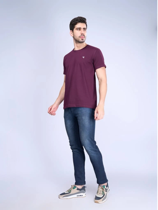 Mens 100% Cotton  Wine Half Sleeves Expert Tee - ET16