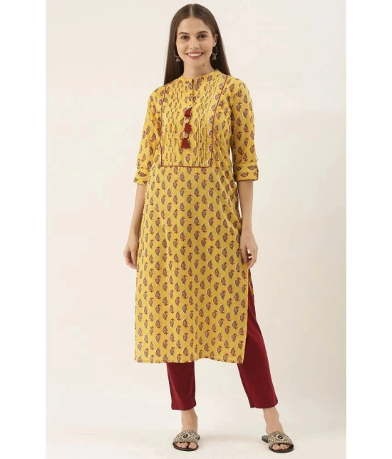 Rajnandini - Yellow 100% Cotton Womens Straight Kurti ( Pack of 1 ) - None