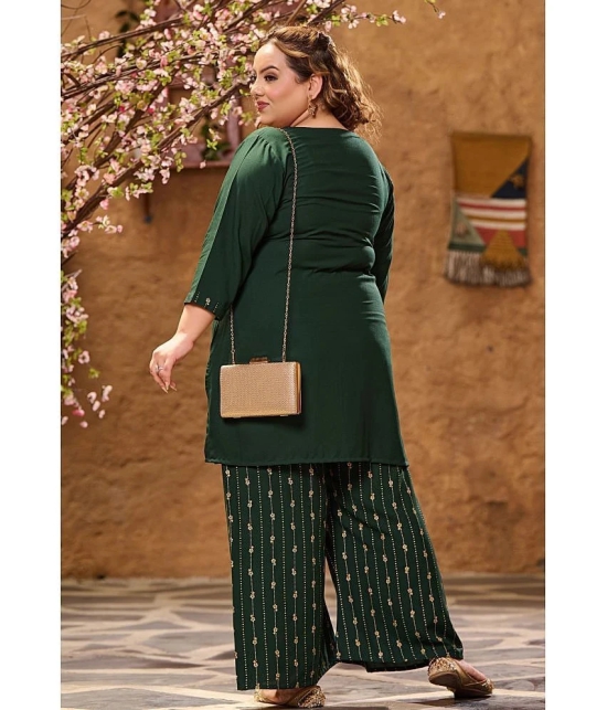 PrettyPlus by Desinoor.com Green Solid Palazzo Top Set - None