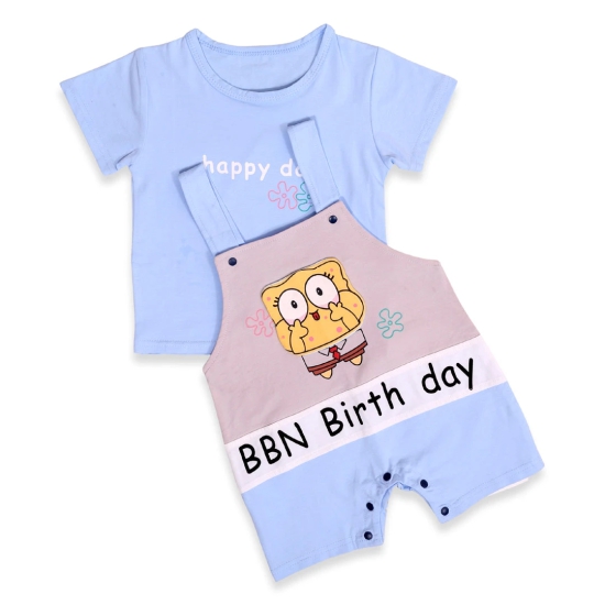 3D Cartoon T-shirt & Dungaree Set-Pink / 1-2 years