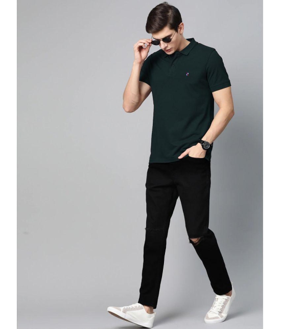 ADORATE Cotton Blend Regular Fit Solid Half Sleeves Mens Polo T Shirt - Dark Green ( Pack of 1 ) - None