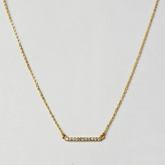 Bling Bar 925 Sterling Silver Zircon Necklace-Yellow Gold