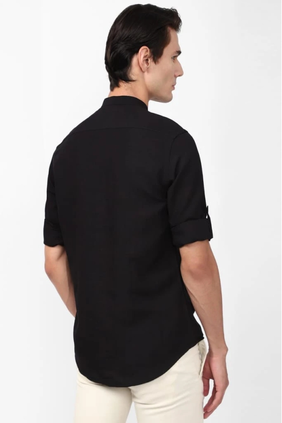 Men Black Slim Fit Solid Full Sleeves Casual Shirt