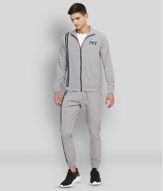 YUUKI - Light Grey Polyester Regular Fit Striped Mens Sports Tracksuit ( Pack of 1 ) - S