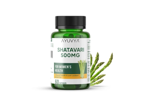 Ayuvya Shatavari Capsules || 500mg Dry Extract - Herb for Womens Health, Lactation Support, Stress Relief, and Anti-Aging, 60 Capsules