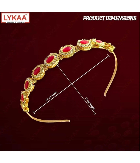 LYKAA Kundan Hair Band Sheeshphool Matha patti Hair Accessories for Women and Girls - 1Pcs (RED) - Red