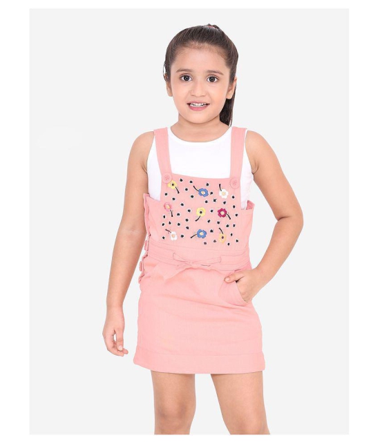 Naughty Ninos - Pink Cotton Girl's Dungarees ( Pack of 1 ) - None