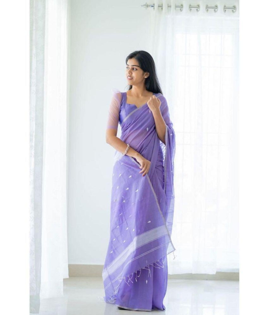 Rangita Women Ethnic Motifs Woven Silk Blend Saree with Blouse Piece - Purple - Purple