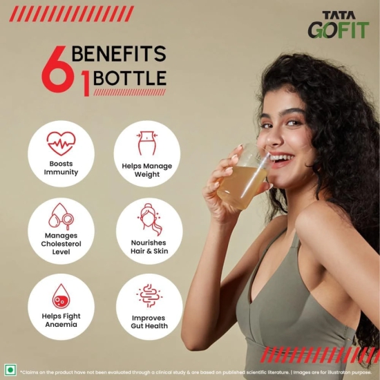 Tata GoFit, Himalayan Apple Cider Vinegar, 500ml, With Mother of Vinegar, Naturally Fermented, Raw, Unfiltered & Unpasteurized, 6-in-1 Benefits, Source of Iron, Rich in Potassium