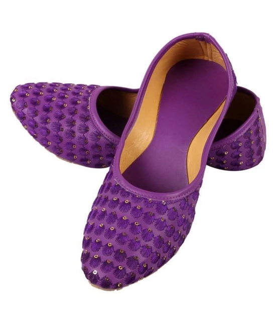 Raj Purple Ethnic Footwear - None