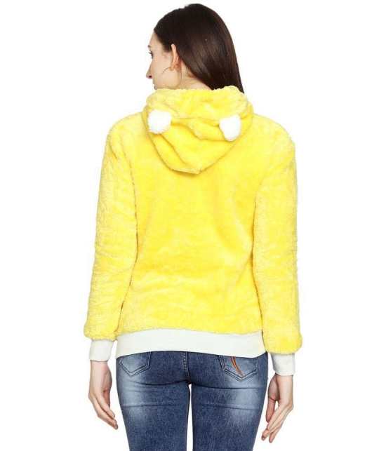 PPTHEFASHIONHUB Faux Fur Women''s Hooded Sweatshirt ( Yellow ) - None