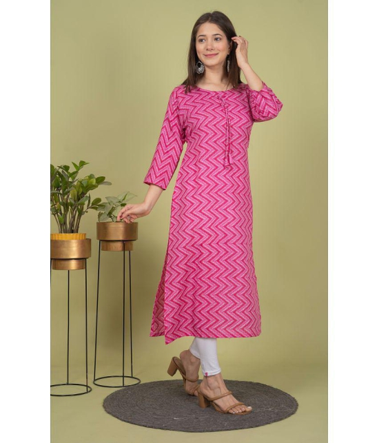 Estela Cotton Blend Printed Straight Womens Kurti - Pink ( Pack of 1 ) - None